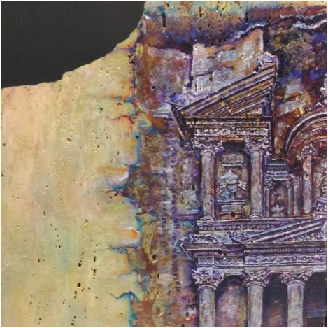 History in the rock by the international italian artist Lucia Oliva. Homage to Petra