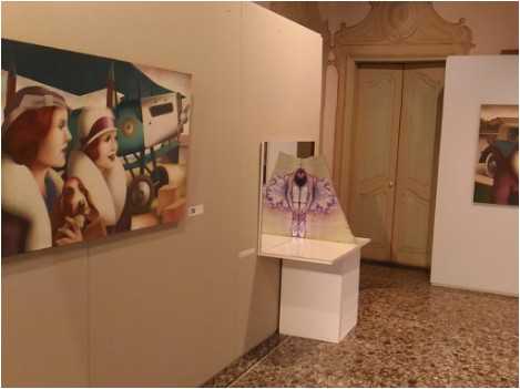 Some works on display at the duo exhibition by the International contemporary italian artist Lucia Oliva and Fabio Hurtado
