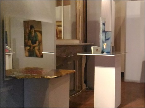 Some works on display at the duo exhibition by International contemporary italian artist Lucia Oliva and Fabio Hurtado