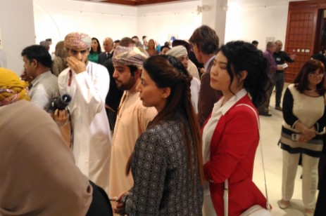 Opening night of the solo exhibition in Muscat by Lucia Oliva