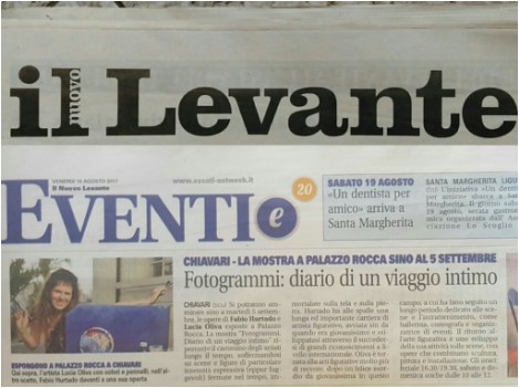 Press review by the Nuovo Levante about the duo exhibition Fabio hurtado and Lucia Oliva