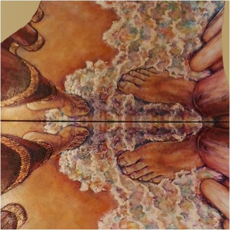 The new artwork by Lucia Oliva, acrylic on a marble layer