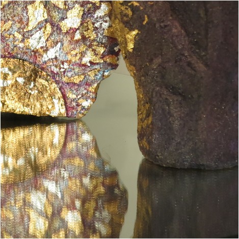 Mediterraneo, artowork on volcanic rock from Alicudi, first exhibited in Chiavari at Palazzo Rocca