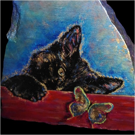 A detail of Lucia Oliva's new Artwork, Cipria, on marble
