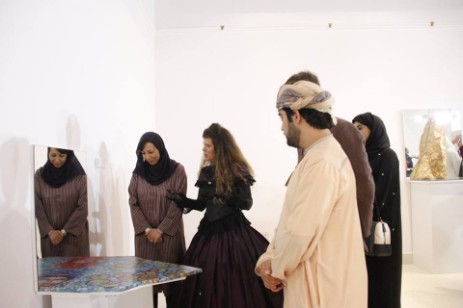 Opening night of the solo exhibition in Muscat by Lucia Oliva
